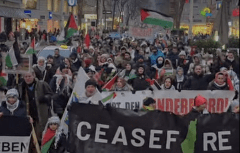مسيرة لأنصار فلسطين في النمسا احتفالا بوقف إطلاق النار في غزة مسيرة لأنصار فلسطين في النمسا احتفالا بوقف إطلاق النار في غزة