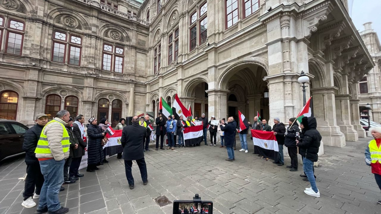 وقفة في فيينا تندد بتهجير الفلسطينيين وتطالب بحماية حقوقهم وقفة في فيينا تندد بتهجير الفلسطينيين وتطالب بحماية حقوقهم