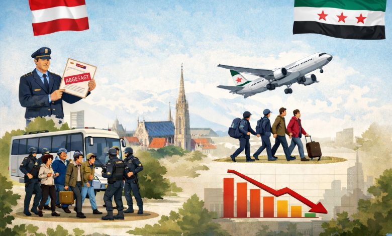 النمسا تلغي لجوء 670 سوري بعد عودة 805 بشكل طوعي ورحيل 121 الزامياً مع تراجع طلبات اللجوء في 2025 النمسا تلغي لجوء 670 سوري بعد عودة 805 بشكل طوعي ورحيل 121 الزامياً مع تراجع طلبات اللجوء في 2025