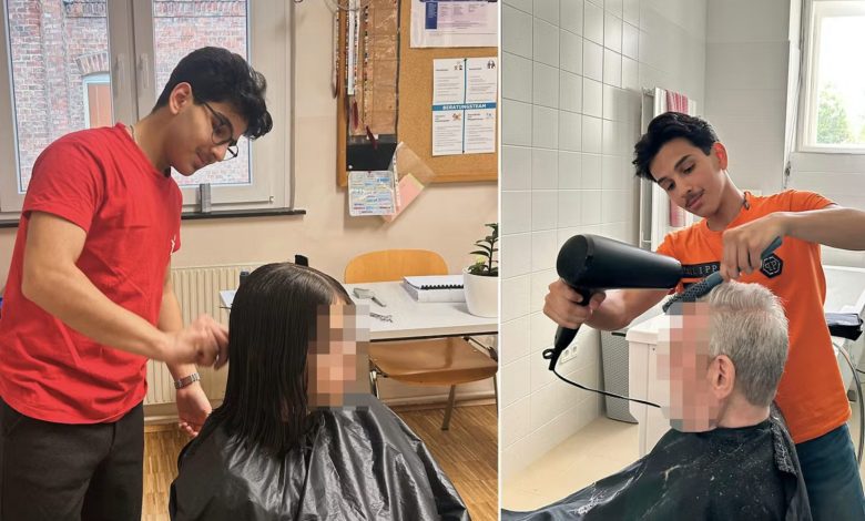 رد الجميل بالمقص والمشط.. شاب سوري يرد الجميل بتقديم قصات شعر مجانية للمحتاجين في فيينا