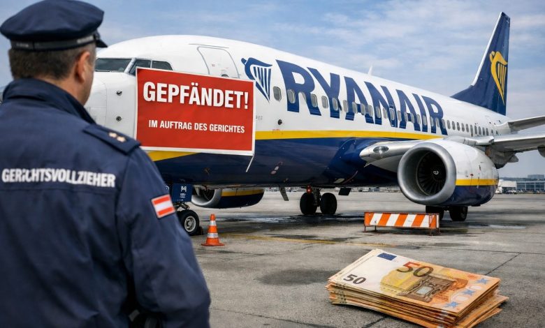 بسبب تعويض 890 يورو.. وضع ملصق “الحجز الجبري” على طائرة ركاب في النمسا العليا تابعة لشركة Ryanair