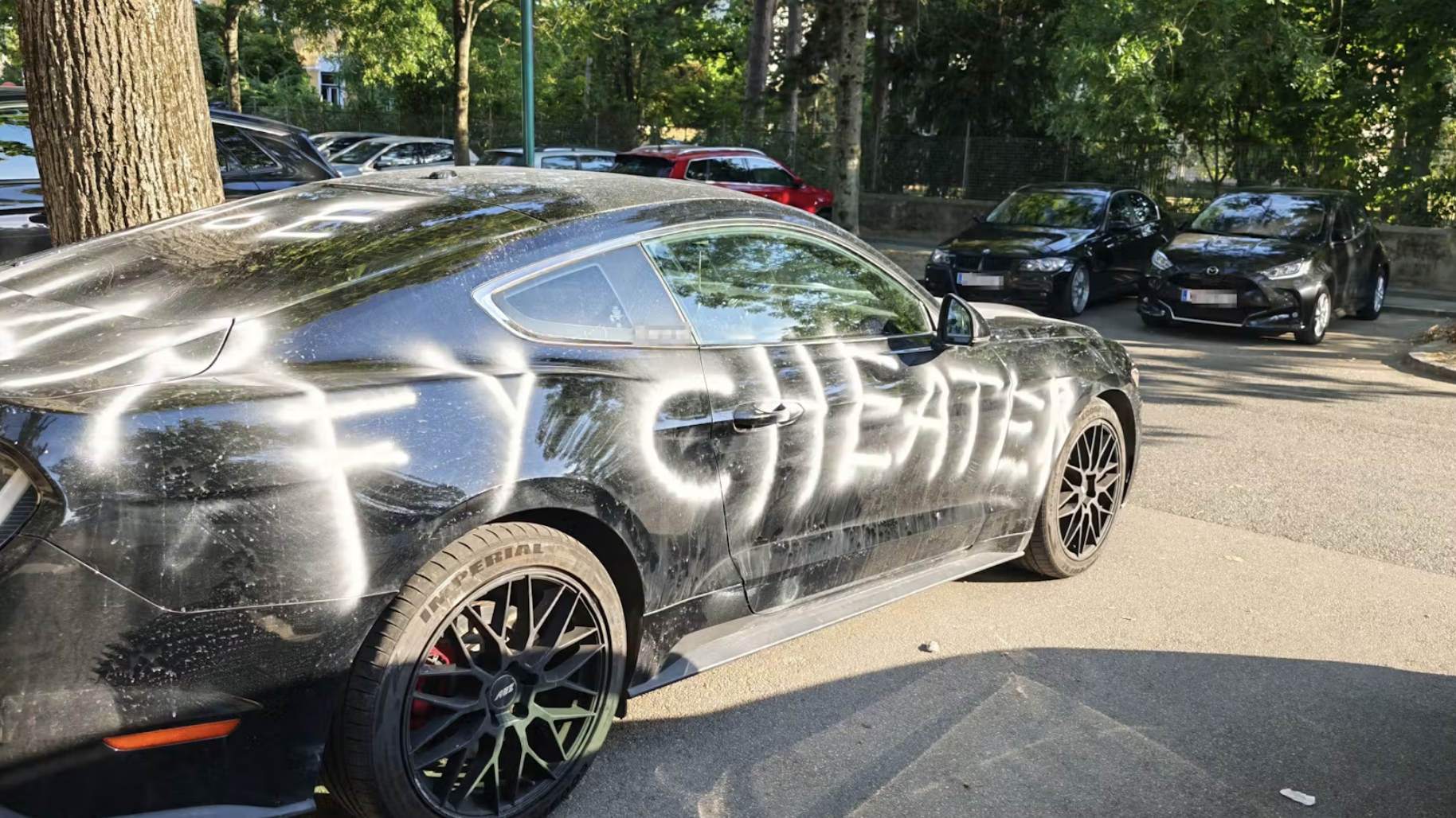 أضرار مادية باهظة.. تخريب سيارة Ford Mustang بعبارات خيانة وشتم في النمسا السفلى